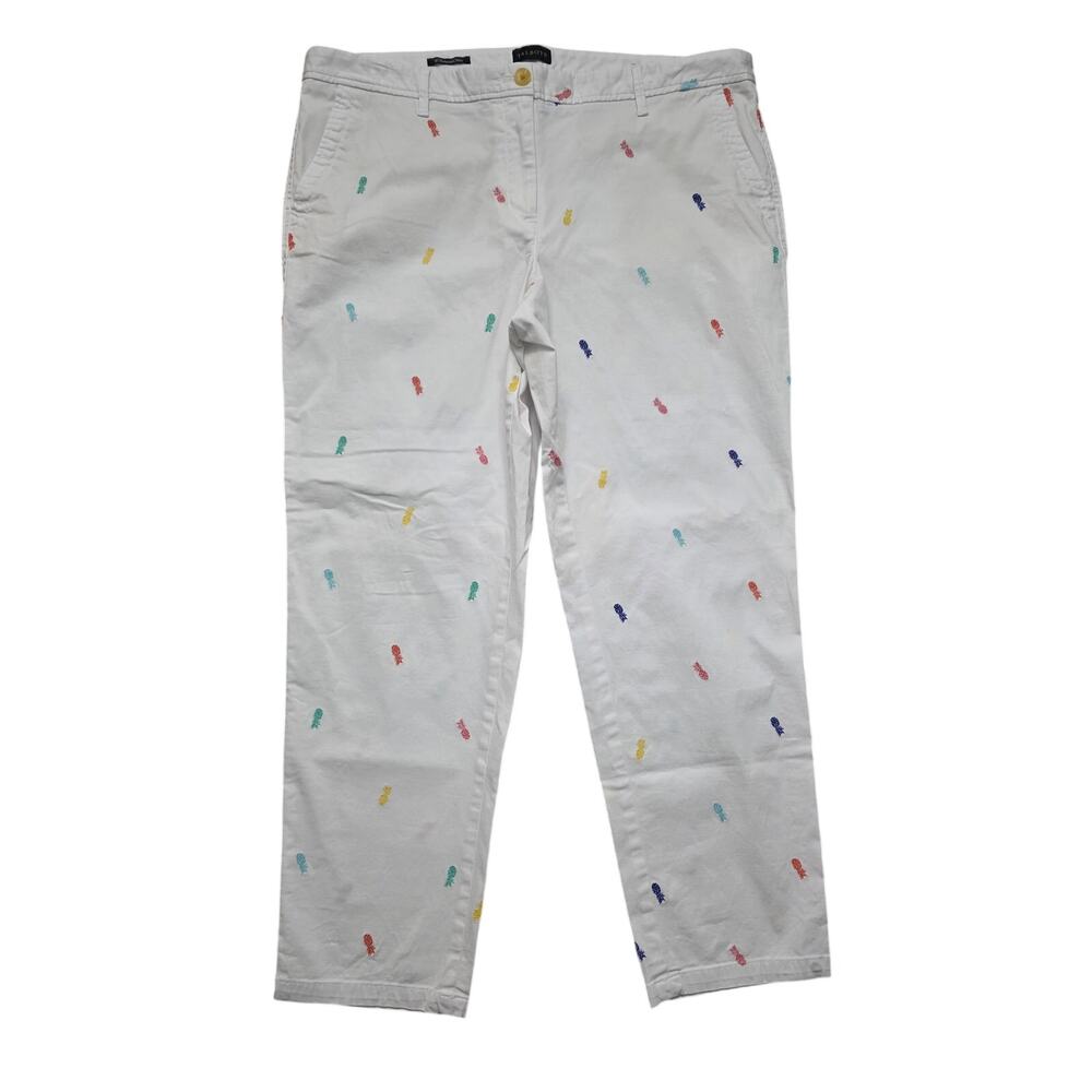 Talbots Pineapple Relaxed Chino Embroidered Pant Size 16